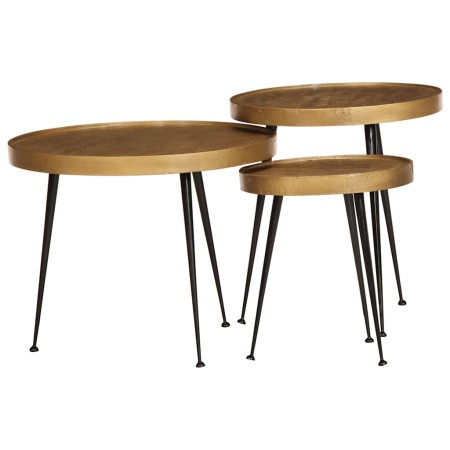 Mesas de centro 3 uds madera contrachapada dorada | Foro24.es | Tu tienda online para hogar, jardín y más Foro24.es