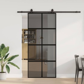 Puerta corredera con herrajes negro 90x205 cm vidrio templado by , Doors - Ref: Foro24-3375896, Price: 283,55 €, Discount: %