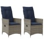 Sillas de jardín reclinables (2 unidades, con cojines), ratán sintético gris by , Garden chairs - Ref: Foro24-365649, Price: ...