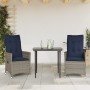 Sillas de jardín reclinables (2 unidades, con cojines), ratán sintético gris by , Garden chairs - Ref: Foro24-365649, Price: ...
