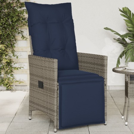 Silla de jardín reclinable con cojines de ratán sintético gris | Foro24.es | Tu tienda online para hogar, jardín y más Foro24.es