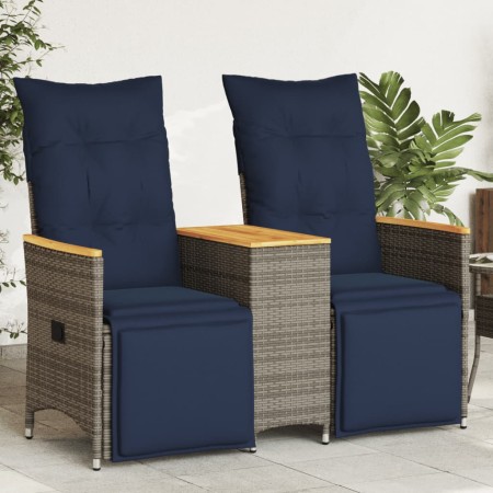 Sofá de jardín reclinable de 2 plazas con Mesa de ratán sintético gris | Foro24.es | Tu tienda online para hogar, jardín y más Foro24.es