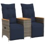 Sofá de jardín reclinable de 2 plazas con Mesa de ratán sintético gris | Foro24.es | Tu tienda online para hogar, jardín y más Foro24.es