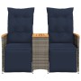 Sofá de jardín reclinable de 2 plazas con Mesa de ratán sintético gris | Foro24.es | Tu tienda online para hogar, jardín y más Foro24.es