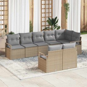 Conjunto de sofá de jardín 8 pcs Beige Poliratán