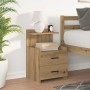 Mesilla de noche con 2 cajones roble artesanal 40x36,5x62 cm by , Nightstands - Ref: Foro24-858648, Price: 47,48 €, Discount: %
