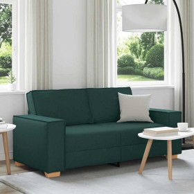 Sofá de 2 plazas de tela verde oscuro, 140 cm