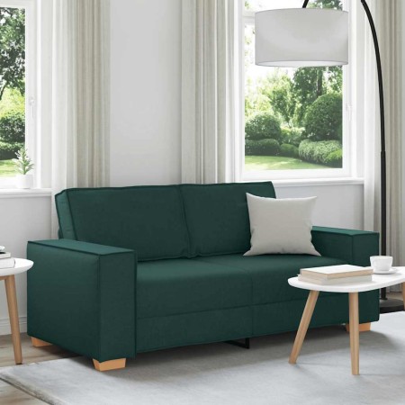 Sofá de 2 plazas de tela verde oscuro, 140 cm
