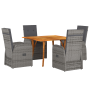 Juego de Comedor de Jardín de 5 Piezas con Cojines Gris Ratán Poliéster Acacia von , Gartentische - Ref: Foro24-3172813, Prei...