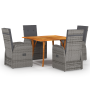 Juego de Comedor de Jardín de 5 Piezas con Cojines Gris Ratán Poliéster Acacia von , Gartentische - Ref: Foro24-3172813, Prei...