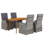 Juego de comedor de jardín de 5 piezas con cojines Gris Poliratán Acacia de , Mesas de jardín - Ref: Foro24-3172815, Precio: ...