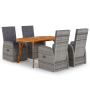 Juego de comedor de jardín de 5 piezas con cojines Gris Poliratán Acacia de , Mesas de jardín - Ref: Foro24-3172815, Precio: ...