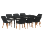 Set de Comedor de Jardín de 9 Piezas en Poliratán Negro de , Mesas de jardín - Ref: Foro24-3261669, Precio: 998,84 €, Descuen...