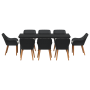 Set de Comedor de Jardín de 9 Piezas en Poliratán Negro de , Mesas de jardín - Ref: Foro24-3261669, Precio: 998,84 €, Descuen...