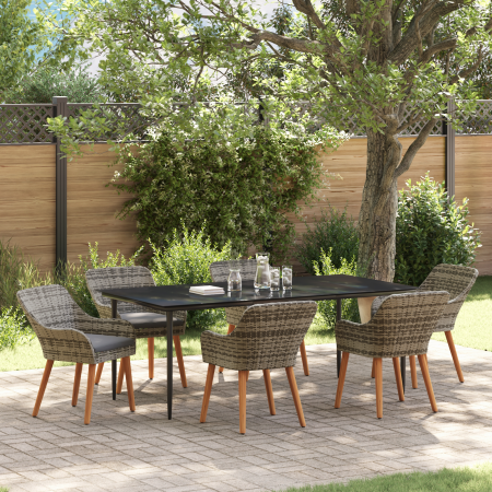 Conjunto de Comedor de Jardín de 7 Piezas Gris de Ratán Sintético | Foro24.es | Tu tienda online para hogar, jardín y más Foro24.es