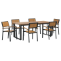 Juego de Comedor de Jardín de 7 Piezas de Acero Negro y Madera Sólida de Acacia von , Gartentische - Ref: Foro24-3284381, Pre...