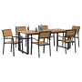 Juego de Comedor de Jardín de 7 Piezas de Acero Negro y Madera Sólida de Acacia von , Gartentische - Ref: Foro24-3284381, Pre...