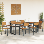Juego de Comedor de Jardín de 7 Piezas de Acero Negro y Madera Sólida de Acacia von , Gartentische - Ref: Foro24-3284381, Pre...