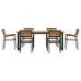 Juego de Comedor de Jardín de 7 Piezas de Acero Negro y Madera Sólida de Acacia von , Gartentische - Ref: Foro24-3284381, Pre...