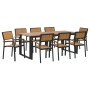 Conjunto de Comedor de Jardín de 9 Piezas de Acero Negro y Madera Sólida de Acacia de , Mesas de jardín - Ref: Foro24-3284382...