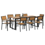 Conjunto de Comedor de Jardín de 9 Piezas de Acero Negro y Madera Sólida de Acacia de , Mesas de jardín - Ref: Foro24-3284382...