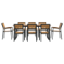 Conjunto de Comedor de Jardín de 9 Piezas de Acero Negro y Madera Sólida de Acacia de , Mesas de jardín - Ref: Foro24-3284382...