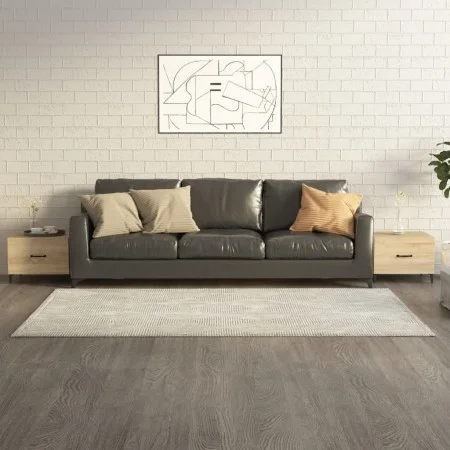 Coffee table with metal legs 2 pcs Sonoma oak 50x50x40cm by vidaXL, Coffee table - Ref: Foro24-812733, Price: 62,99 €, Discou...