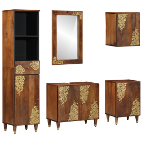 Juego de Muebles de Baño de 5 Piezas de Madera Sólida de Mango de , Muebles de baño - Ref: Foro24-3310150, Precio: 388,10 €, ...