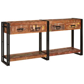 Juego de 2 Mesas Consola con Cajones, Madera Sólida Multicolor Recuperada de , Mesas consola - Ref: Foro24-3324225, Precio: 4...
