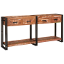 Juego de 2 Mesas Consola con Cajones, Madera Sólida Multicolor Recuperada de , Mesas consola - Ref: Foro24-3324225, Precio: 4...