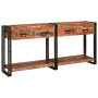 Juego de 2 Mesas Consola con Cajones, Madera Sólida Multicolor Recuperada de , Mesas consola - Ref: Foro24-3324225, Precio: 4...