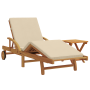 Tumbona con Cojín y Mesa Beige de Madera Sólida de Acacia | Foro24.es | Tu tienda online para hogar, jardín y más Foro24.es