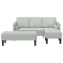 Sofá de jardín  con banco y cojines en forma de L suave gris claro | Foro24.es | Tu tienda online para hogar, jardín y más Foro24.es