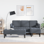 Sofá de jardín  con banco y cojines en terciopelo gris oscuro | Foro24.es | Tu tienda online para hogar, jardín y más Foro24.es