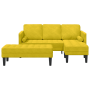 Sofá de jardín con banco y cojines en terciopelo amarillo en forma de L de , Sofás - Ref: Foro24-3329271, Precio: 369,97 €, D...