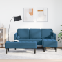 Sofá de jardín con banco y cojines de terciopelo azul en forma de L de , Sofás - Ref: Foro24-3329273, Precio: 369,97 €, Descu...