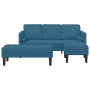 Sofá de jardín con banco y cojines de terciopelo azul en forma de L de , Sofás - Ref: Foro24-3329273, Precio: 369,97 €, Descu...