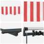 Toldo retráctil manual rojo y blanco 350x200 cm de , Toldos - Ref: Foro24-3329694, Precio: 193,36 €