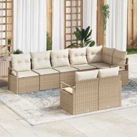Conjunto de sofá de jardín 8 pcs Beige Poliratán