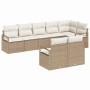 Conjunto de sofá de jardín 8 pcs Beige Poliratán