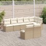 Conjunto de sofá de jardín 8 pcs Beige Poliratán