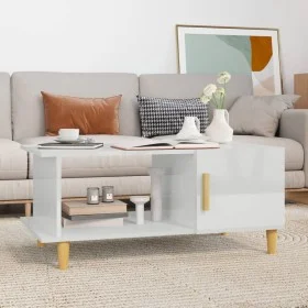 Glossy white plywood coffee table 90x50x40 cm by vidaXL, Coffee table - Ref: Foro24-812750, Price: 49,71 €, Discount: %