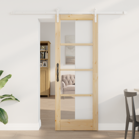 Puerta corrediza con juego de hardware