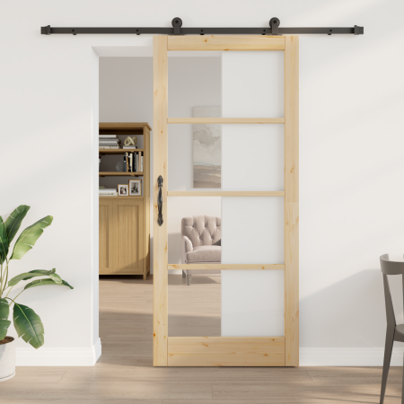 Puerta Deslizante  con Conjunto de Hardware 'ORKDAL'Madera Sólida y Vidrio | Foro24.es | Tu tienda online para hogar, jardín y más Foro24.es