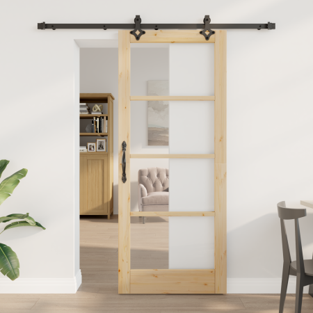 Puerta Corredera  con Kit de Hardware "ORKDAL" de Madera Sólida y Vidrio | Foro24.es | Tu tienda online para hogar, jardín y más Foro24.es