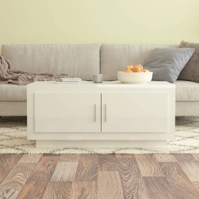 Mesa de centro madera contrachapada blanco brillo 102x50x45 cm