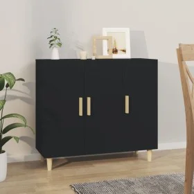 Black engineered wood sideboard 90x34x80 cm by vidaXL, Sideboards - Ref: Foro24-812493, Price: 102,66 €, Discount: %