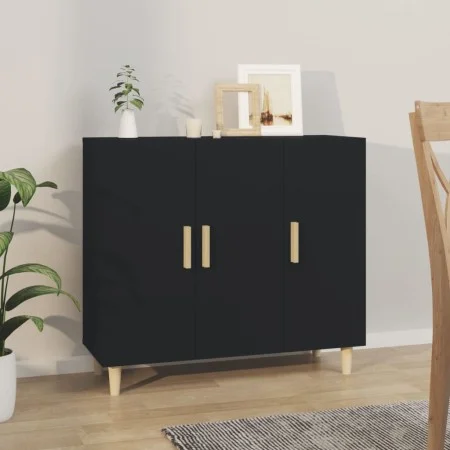 Black engineered wood sideboard 90x34x80 cm by vidaXL, Sideboards - Ref: Foro24-812493, Price: 102,66 €, Discount: %