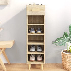 Mueble zapatero madera contrachapada roble Sonoma 30x35x105 cm