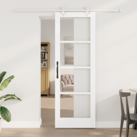 Puerta Corredera con Juego de Hardware Blanco